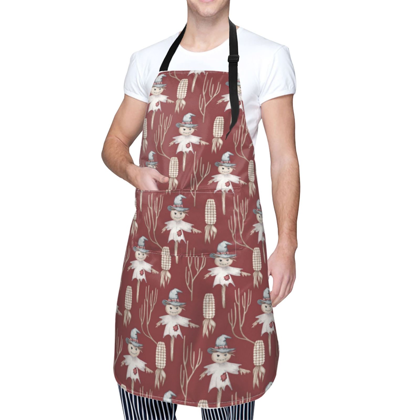 Naloa Autumn Scarecrow Harvest Joy Apron Kitchen Aprons with Pockets for Women Men Chef