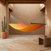 Fab Habitat Ombre Recycled Polyester Hammock - Big Sur - Sunset - Indoor/Outdoor, Quick Dry, 2 Person 460 lbs Capacity - Patio, Poolside, Backyard, Garden, Beach, Balcony - 12-14 ft Adjustable