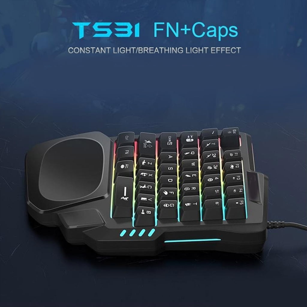 Gieenan One Handed Gaming Keyboard, 14-Key with Backlight USB Corded Keypad with Hand Rest and Shine Through