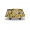 thumbnail image 4 of Floral Ottoman Cover, Retro Magnolia Branch Art, 2 Piece Slipcover Set with Ruffle Skirt for Square Round Cube Footstool Decorative Home Accent, Standard Size, Mustard Brown and Green, by Ambesonne, 4 of 5
