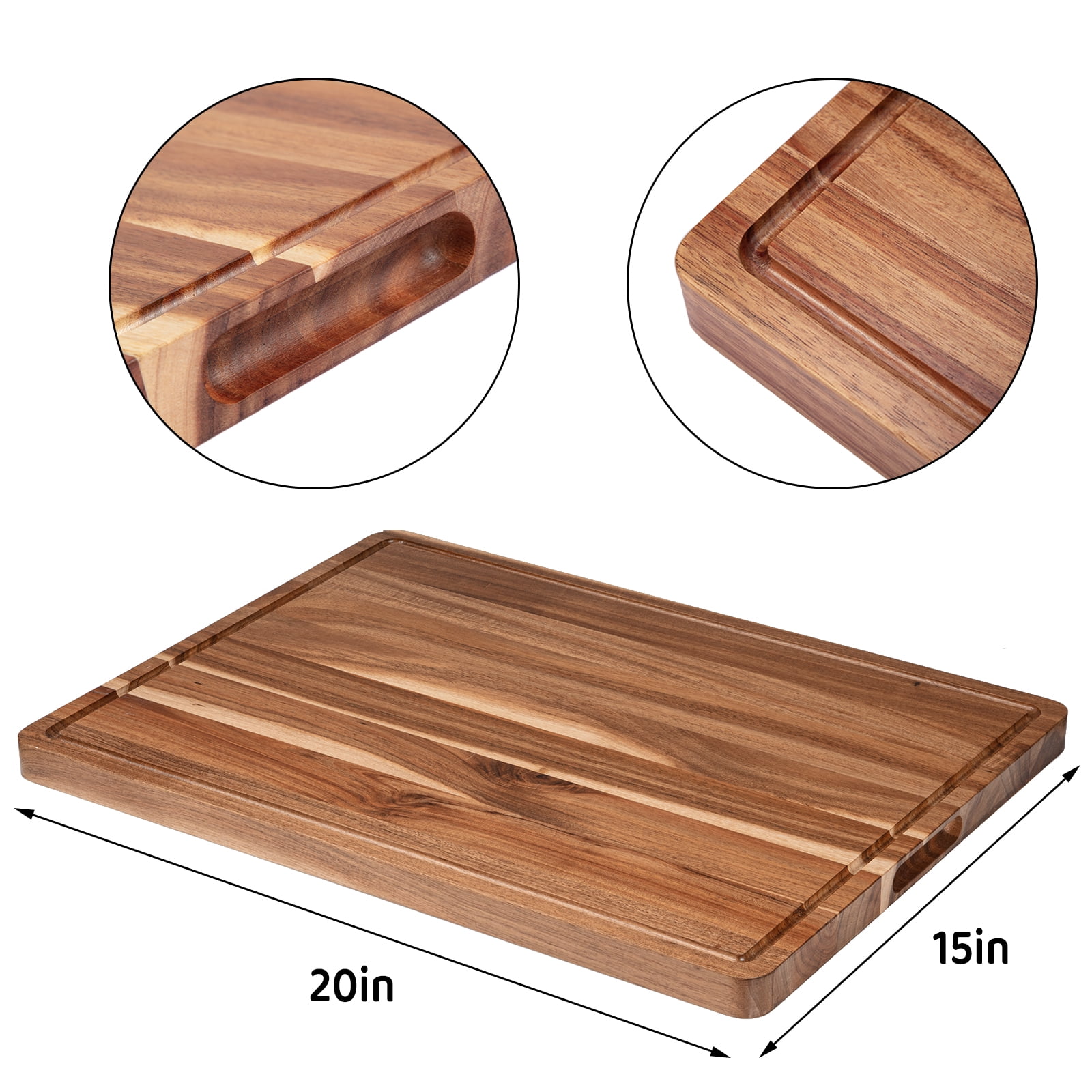 Ashion 24 x 18 inch Large Cutting Board, Thick Cutting Board Block, Wood Chopping Block with Juice Groove, Carving Tray for Meat & Cheese