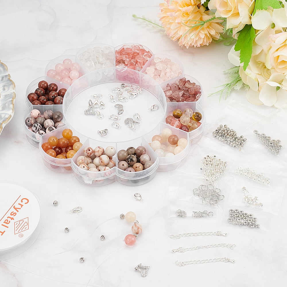 Beads Jewelry Making Kit Natural Stone Bracelet Making Kit Women Handicraft Necklace Pendant Charms Making All Materials Set DIY Handmade Gemstone