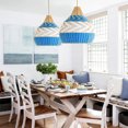 thumbnail image 2 of Arturesthome Boho Julia Woven Pendant Light Handmade Rattan Blue Lampshade, 2 of 12