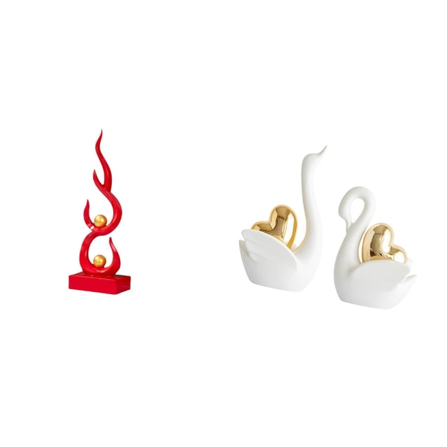 Escultura De Cisne De Llama De Resina Moderna, Adorno De Mesa Abstracto Con Fuego Para Patio, Oficina, Estantería, Entrada, Regalo Para Pareja