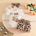 thumbnail image 2 of Kaprioy Girls Summer Clothes Baby Girl Clothes Daddys Girl Short Sleeve Cute Cartoon Printed Romper Floral Shorts Headband Summer Outfits, 2 of 6
