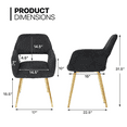 thumbnail image 2 of MoNiBloom Upholstered Dining Chairs Set of 2, Kitchen Chairs with Metal Legs, Modern Fabric Small Accent Arm Chairs, for Living Dining Room, Black, 2 of 9