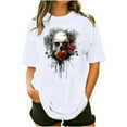 thumbnail image 2 of Aobny White Sexy Womens Tops Plus Size T-Shirt Elbow-Length Crew Neck Skull Tops for Women Trendy, 2 of 5