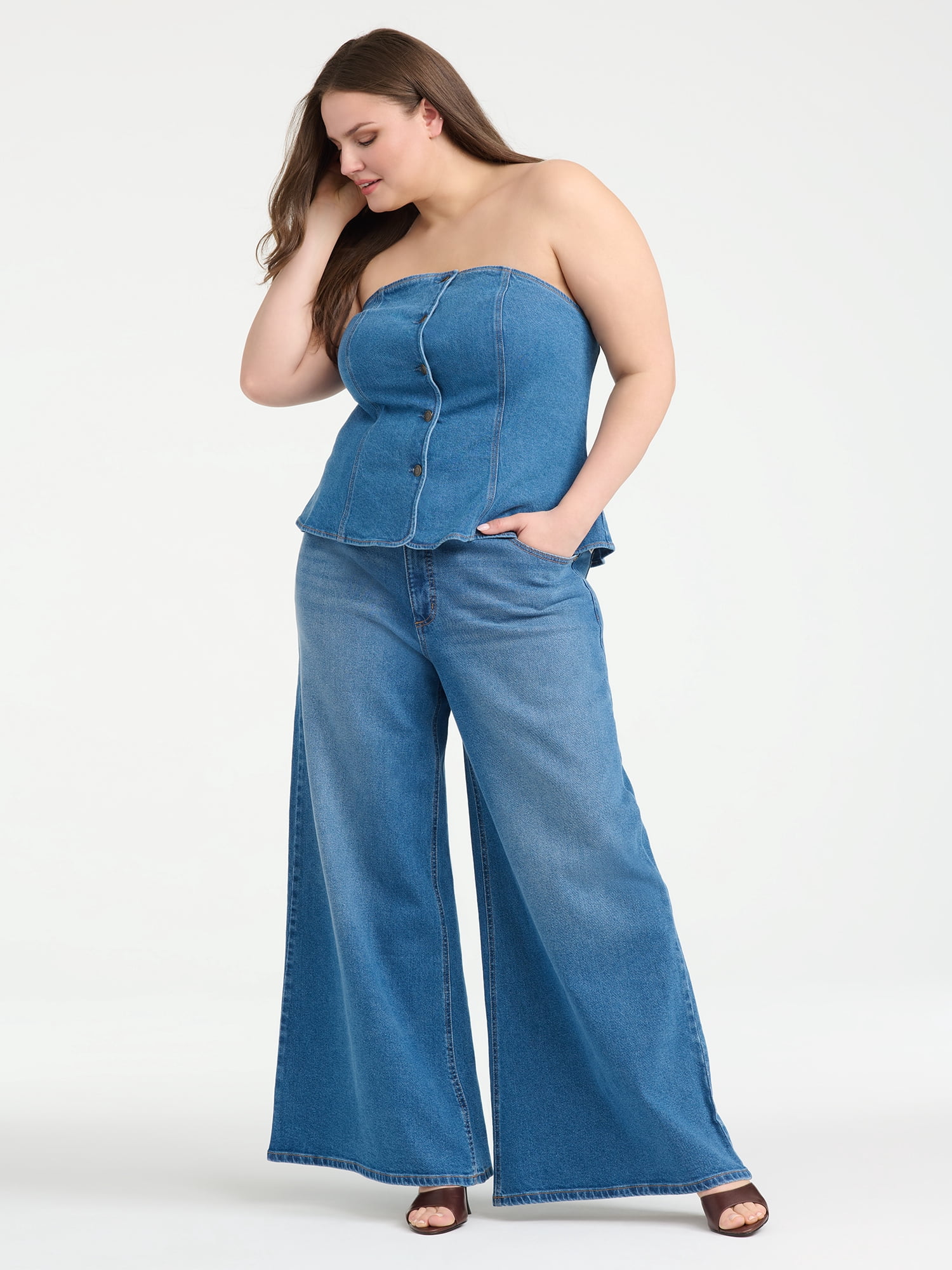 Sofia Vergara Women's Buttoned Tube Top, Sizes XS-4X
