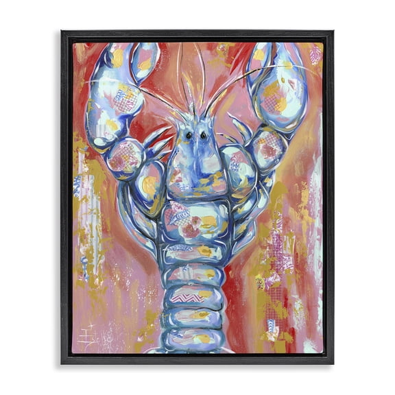 Stupell Industries Coastal Funky Vibrant Lobster Black Floating Frame Canvas Art, 17 x 21, by Estelle Grengs