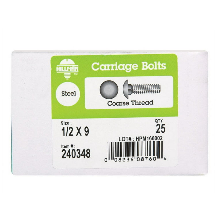 Hillman 1/2 in. D X 6-1/2 in. L Zinc Plated Steel Hex Bolt 25 pk Hillman 1/2 in. D X 6-1/2 in. L Zinc Plated Steel Hex Bolt 25 pk