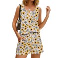thumbnail image 4 of Sewkxo Two Piece Sets for Women Summer Lounge Short Sets Tank Square Neck Sleeveless Sweat Suit With Pocket,Yellow 3XL, 4 of 8