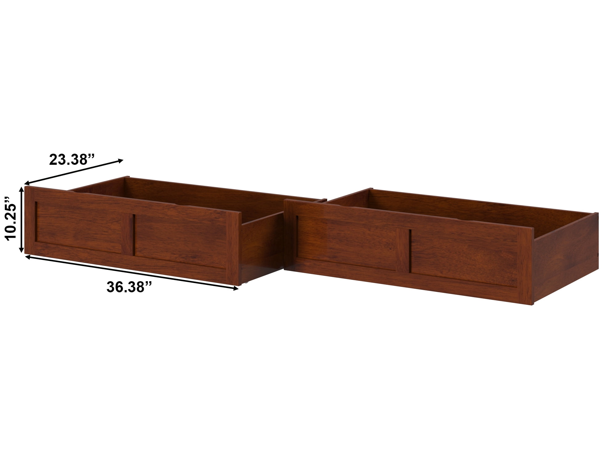 AFI Set of 2 Solid Wood Under Bed Storage Drawers, Twin/Full, Walnut