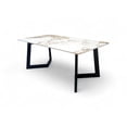 thumbnail image 1 of Mesa de Centro con Tapa Tipo Mármol y Patas Geométricas Negras – Bossa Sofia, 1 of 4