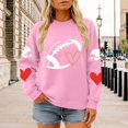 thumbnail image 4 of Women's Vintage Football Graphic Crew Neck Long Sleeve Pullover Sweatshirt, Oversized Loose Fit Drop Shoulder Casual Top, for Daily Wear or Trendy Street Style Outfits Pink M, 4 of 4