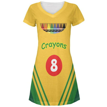 Crayon Box Costume All Over Juniors V-Neck Dress