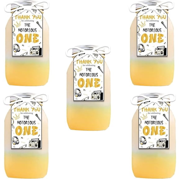100Pcs The Notorious One Birthday Decorations, Black Gold 1st Birthday Party Favors Tags with Strings - Hip Hop Theme Thanks You for Celebrating The Notorious One Tags for Return Gift