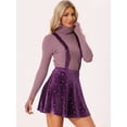 thumbnail image 3 of Minifalda con tirantes de patinadora en general de cintura alta elástica de terciopelo con estrellas para mujer Púrpura M, 3 of 6
