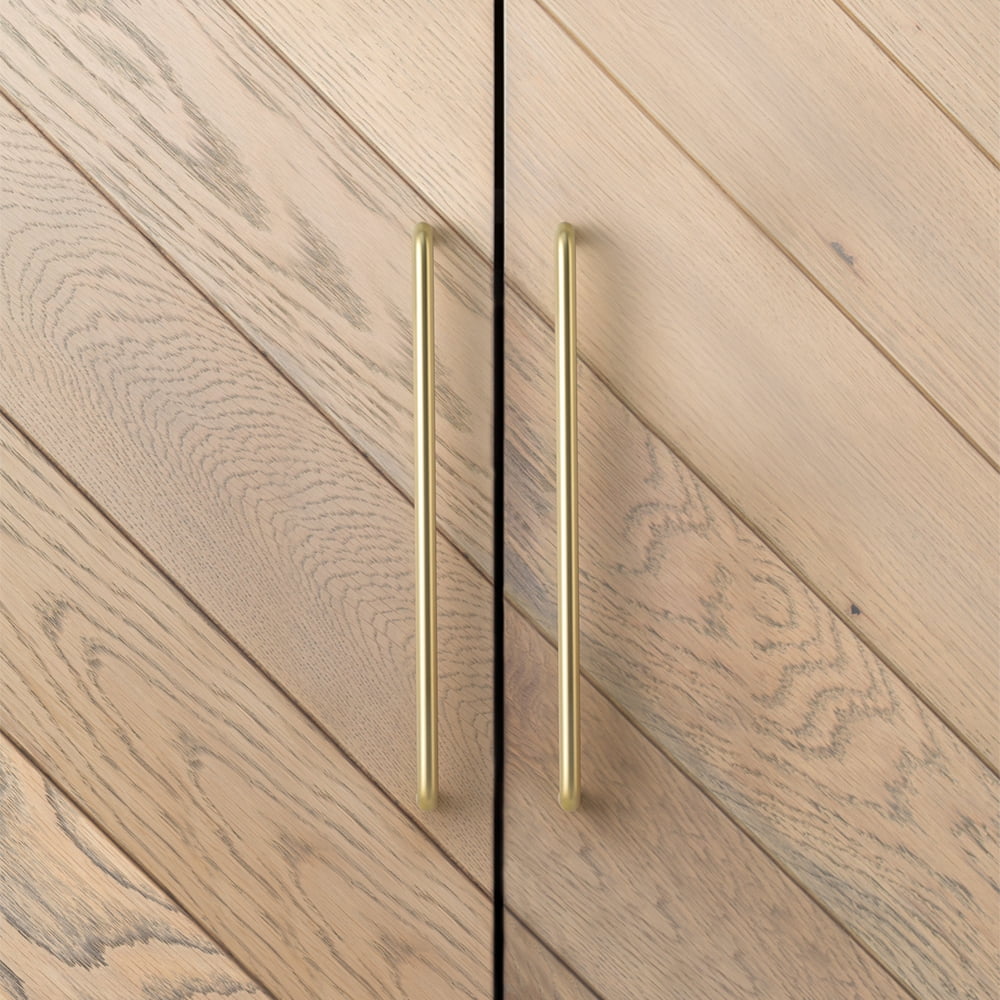 Goo-Ki 12 Pack Light Brushed Brass Cabinet Handles Widened, 10''(256mm) Hole Center Cabinet Pulls for Drawer,Dresser,Cupboard Wardrobe, (7385)