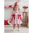 thumbnail image 3 of Jxzom Toddler Baby Girl Valentines Day Outfit Heart Embroidery Ruffled Collar Long Sleeve Plaid Smocked Dress 6 12 18 24 Months 2T 3T 4T Girls Valentines Clothes, 3 of 9