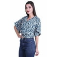 thumbnail image 3 of Moomaya Printed Womens Wrap Blouse Moss Georgette Elastic Waist Summer&nbsp;Crop Top, 3 of 5