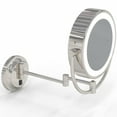 thumbnail image 2 of Aptations 9" LED Round Mirror - 1X & 5X Magnification | Switchable Cool & Warm Light | Hardwired LED Arm Wall Mirror | Makeup Mirror for Vanity, Bedroom, Bathroom | Energy Efficient (Polished Nickel), 2 of 8