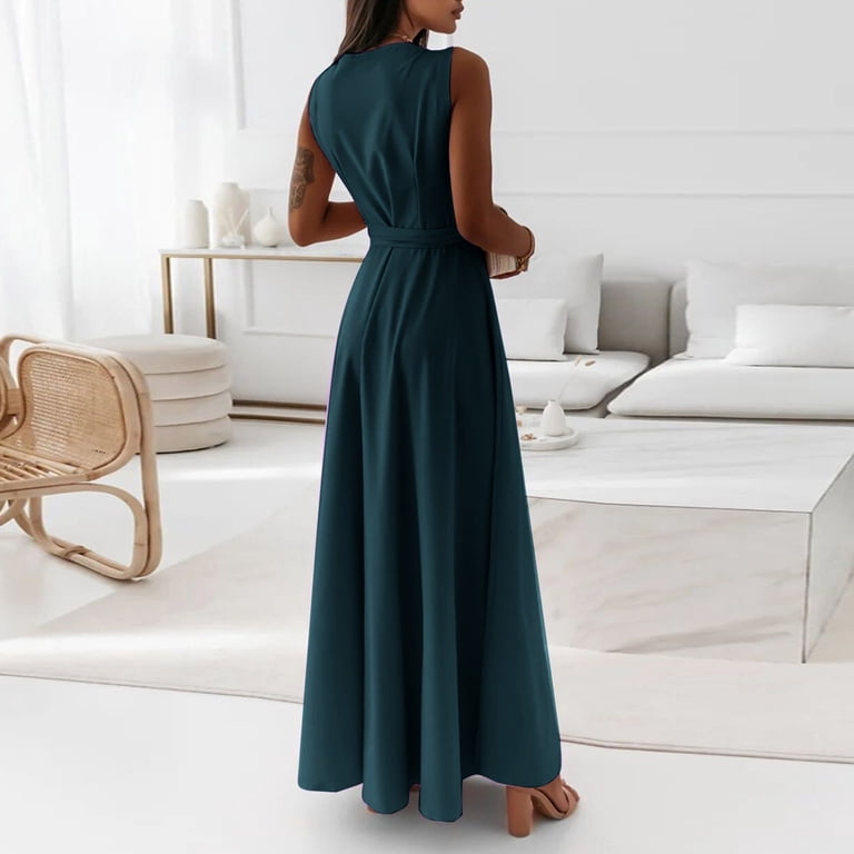 chinese dress ladies PRETTYGARDEN Womens Summer Strapless Maxi Dresses Ruffle Tube Asymmetr