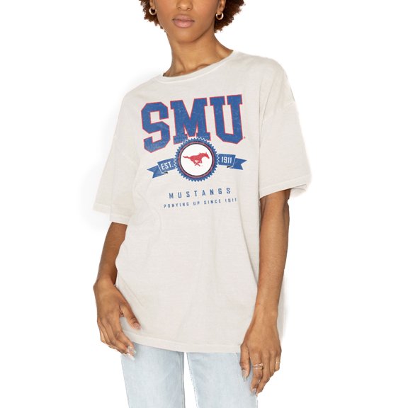 Women's Gameday Couture White SMU Mustangs Get Goin' Oversized T-Shirt