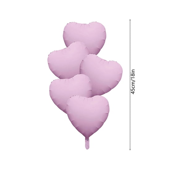 18x18" Inflatable Heart Shape Birthday Party Scene Decoration Balloons, 5-Piece Plastic Balloon Set,Easy Air Filling, Hanging Stacking Decor For Romantic Dates Family Gatherings