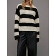 thumbnail image 2 of KelaJuan Women Knit Sweater Long Sleeve Crew Neck Hollowed Striped Sweater Pullover for Fall Winter, 2 of 6