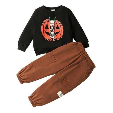 

NECHOLOGY Sweat Suits Toddler Boys Long Sleeve Cartoon Prints Sweatshirt Go Home Outfit for Mom Childrenscostume Brown 4-5 Years