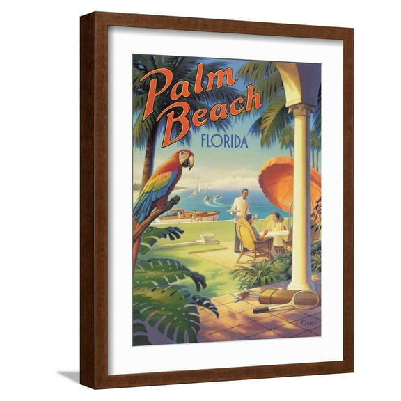 Art.com Palm Beach, Florida Art Print by Kerne Erickson, Brown Frame Wall Art, 17" x 21"