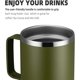 thumbnail image 4 of Taza de café de 12 oz con asa y tapa deslizante, vaso de viaje de acero inoxidable con asa, taza de camping con aislamiento al vacío de doble pared para bebidas frías y calientes, 4 of 5