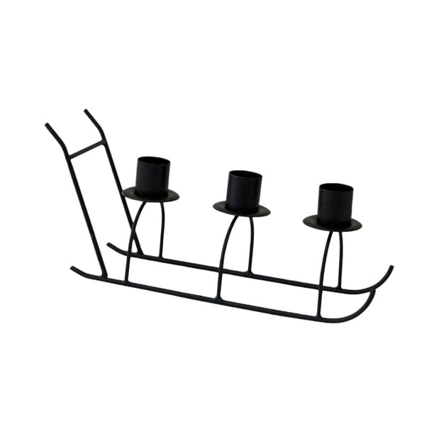 Candelabro de hierro, soporte para velas, adorno para Club, candelabro de 3 brazos, candelabro con forma de trineo para año Nuevo, repisa de Hotel Negro