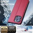 thumbnail image 3 of Wallet Case for iPhone 16, Classic Shockproof PU Leather Magnetic Flip Cover with Card Holder Stand Feature and Full Body Protection Phone Case Cover for iPhone 16, Red, 3 of 12