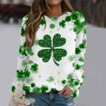 thumbnail image 2 of Plebaso Chandail en Molleton de la Saint-Patrick pour Femmes Imprimé Trèfle Col Rond Manches Longues Chandail P-5TG, 2 of 4