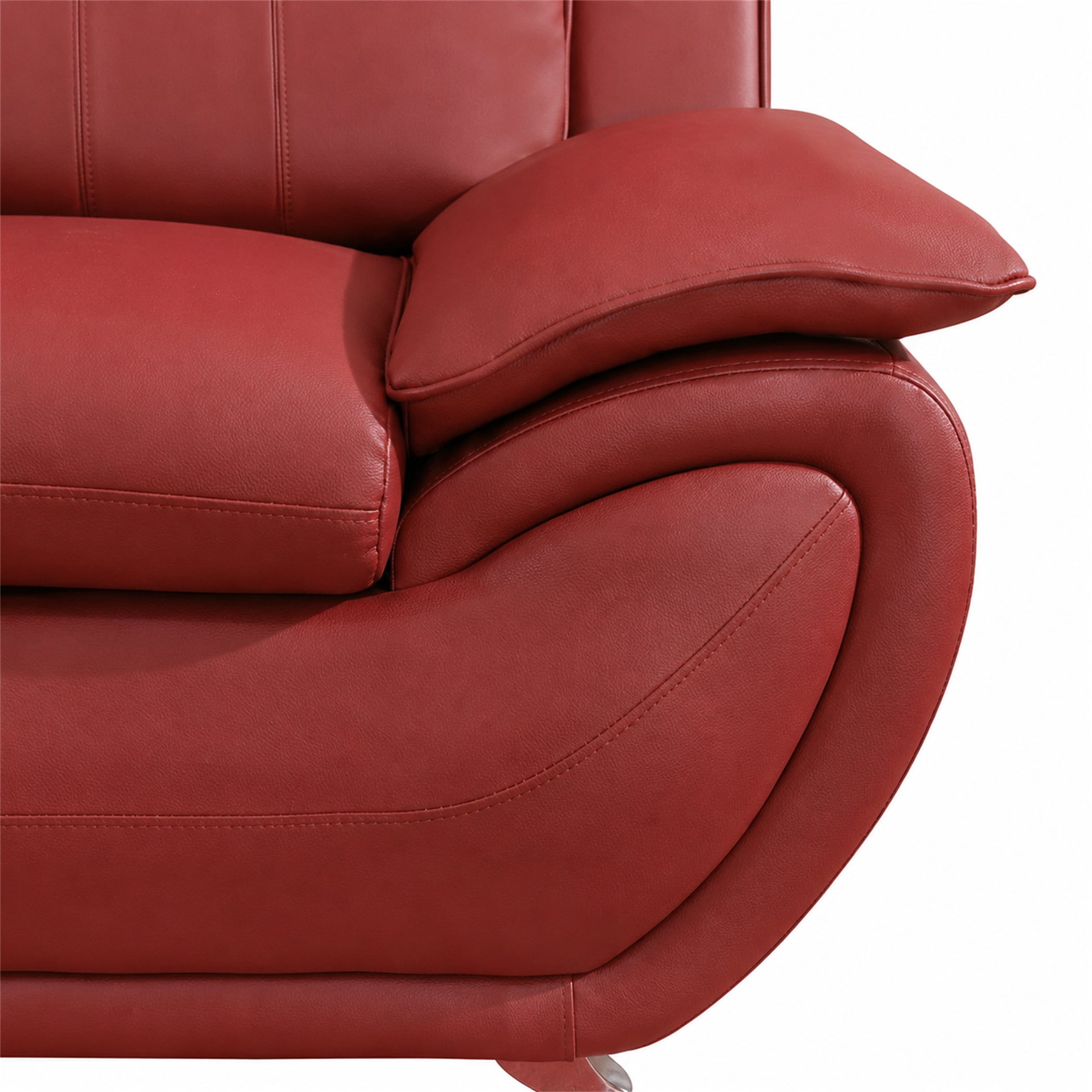 Aukfa 46" Wide Upholstered Sofa Small Couch Armchair, Faux Leather, Red
