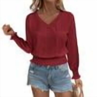 Women 2025 Fall Winter V-Neck Pleated Puff Sleeve Shirts Fashion Lotus Leaf Hem Tops Lightweight Soft Casual Plain Blouse Top
