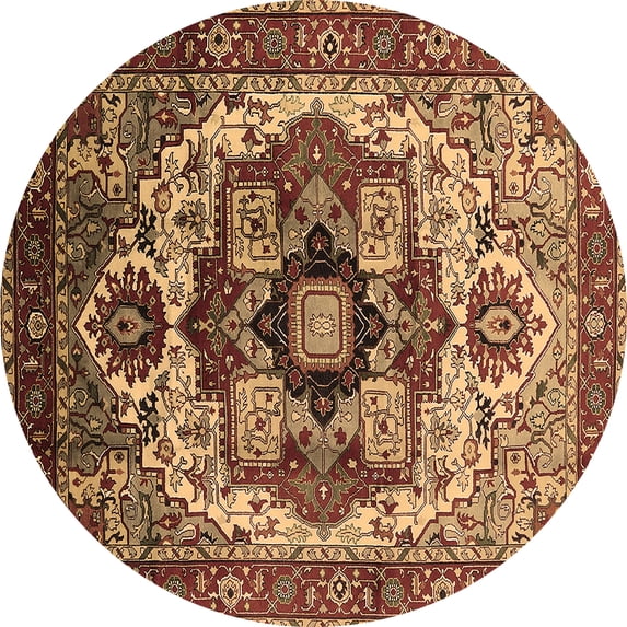 Ahgly Company Indoor Round Oriental Brown Industrial Area Rugs, 6' Round