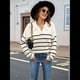 thumbnail image 4 of Suéter de Rayas para Mujer, Cuello en V, Larga, Suelto, de Punto, Jersey de Punto, Tops. XL, 4 of 10
