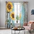 thumbnail image 6 of Kitchen Curtains 84 Inch Length 2 Panels, Summer Sunflower Grommets Window Treatment Curtain, Blue Wood Grain Farmhouse Country Thermal Curtains Drapes for Living Room/Bathroom, 6 of 9