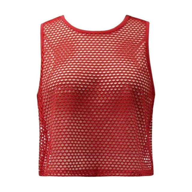 Ropa Playa Ocean Pacific para Mujer Top Tejido Corto Bies Contraste Cuello Redondo Rojo Talla M
