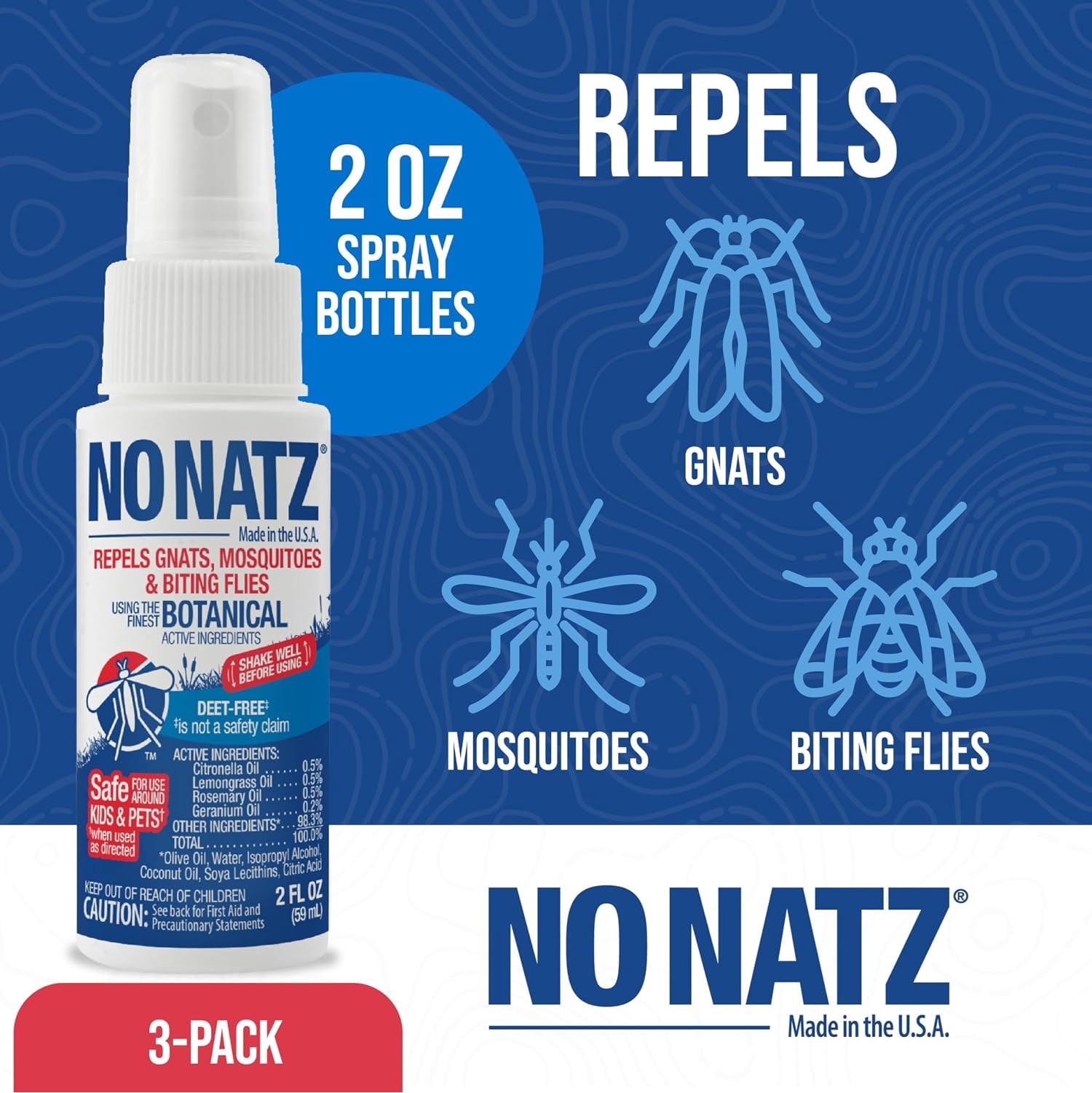 No Natz Botanical Insect Repellent, 8 Fl Oz, with Essential Oils