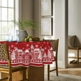 thumbnail image 3 of Christmas Tablecloth 60×60 Inch Round, Red Snow House Pine Trees Washable Table Cover for Party Picnic Dinner Decor, 3 of 6