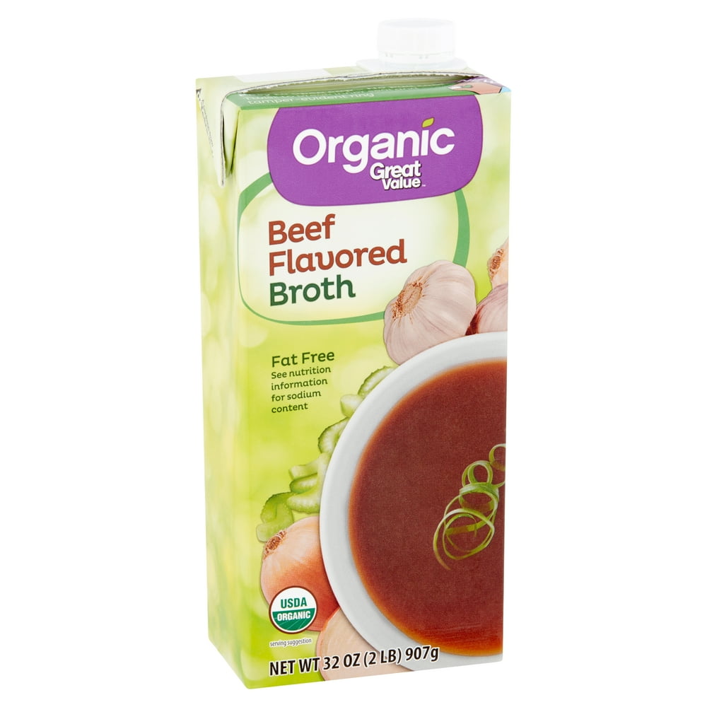Great Value Organic Beef Flavored Broth, 32 Oz