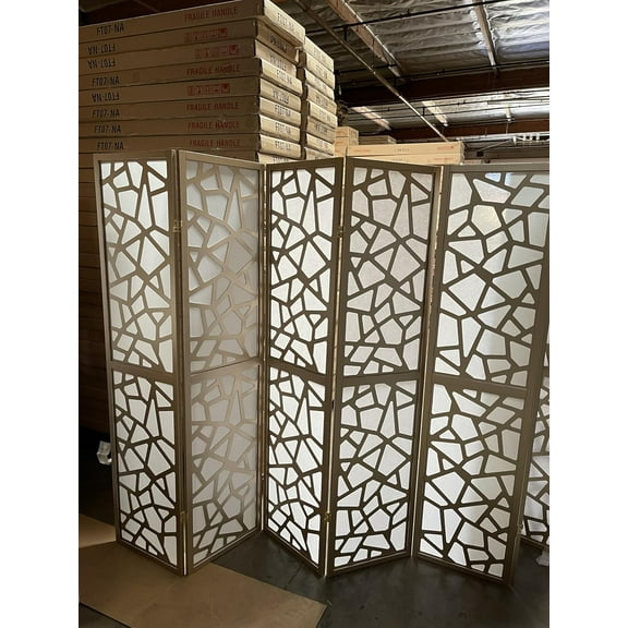 Mosaic Breeze Room Divider, 3-8 Panel (Gold, 5 Panel)