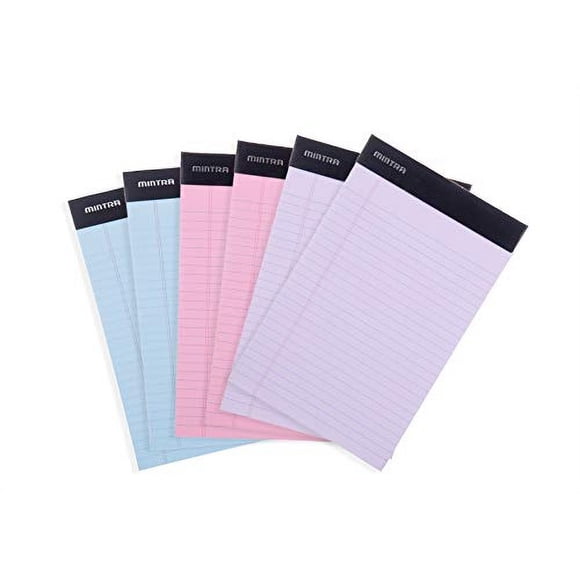 Bloc Notas Legales Mintra Office BASIC PASTEL 6pk 5x8 Rayado Estrecho 50 Hojas