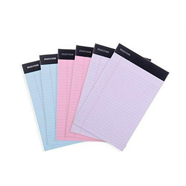 Bloc Notas Legales Mintra Office BASIC PASTEL 6pk 5x8 Rayado Estrecho 50 Hojas