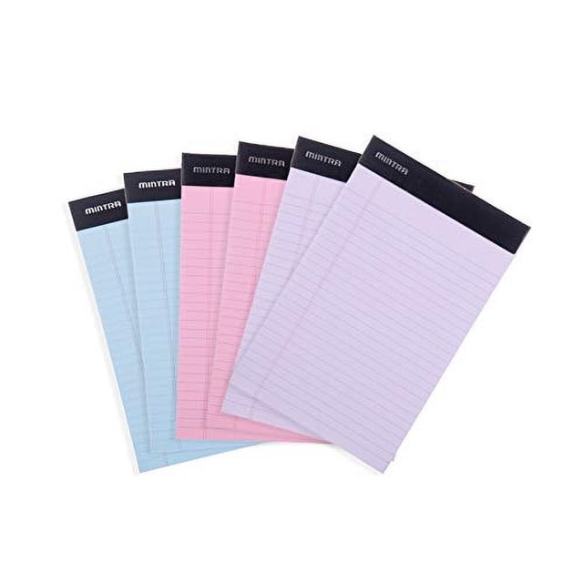 Bloc Notas Legales Mintra Office BASIC PASTEL 6pk 5x8 Rayado Estrecho 50 Hojas