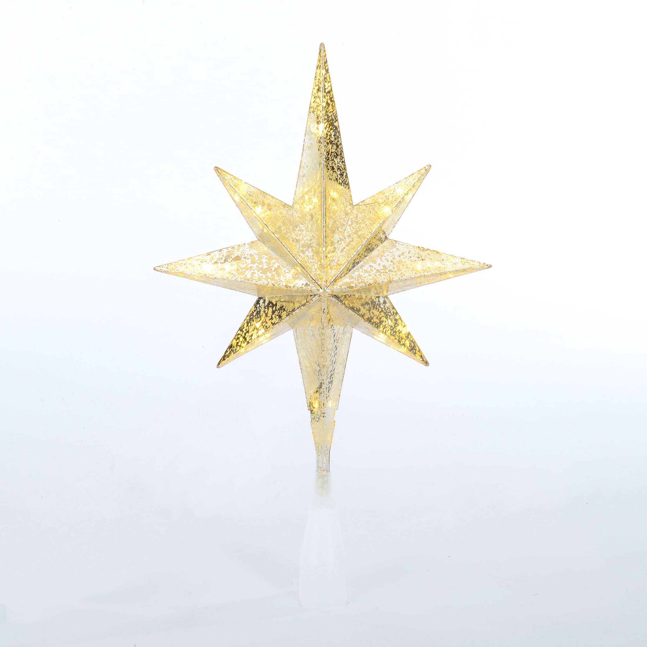 Holiday Time LED Christmas Tree Topper, Clear/Gold Star, 14"