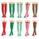 thumbnail image 2 of Calcetines altos hasta el muslo para mujer, bota de árbol de felpa, medias de rayas navideñas, 2 of 5